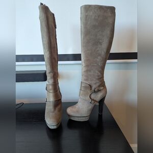 Joan and David platform boots, taupe